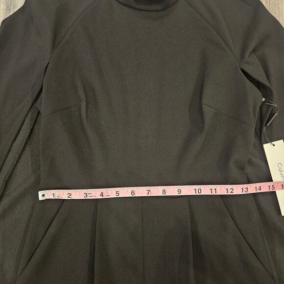Calvin Klein Mock-Neck Cape Jumpsuit Womens Size 4 Scuba Crepe Black Career Work - Picture 6 of 16